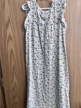 Mini Boden White Floral Sleep Dress with Pink, Blue & Yellow Print